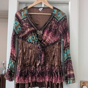 Elegant Multicolor V-Neck Women's Blouse